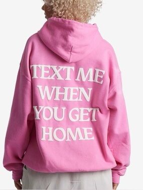 Lonely Ghost Hoodie Call Me When You Get Home Pink XL